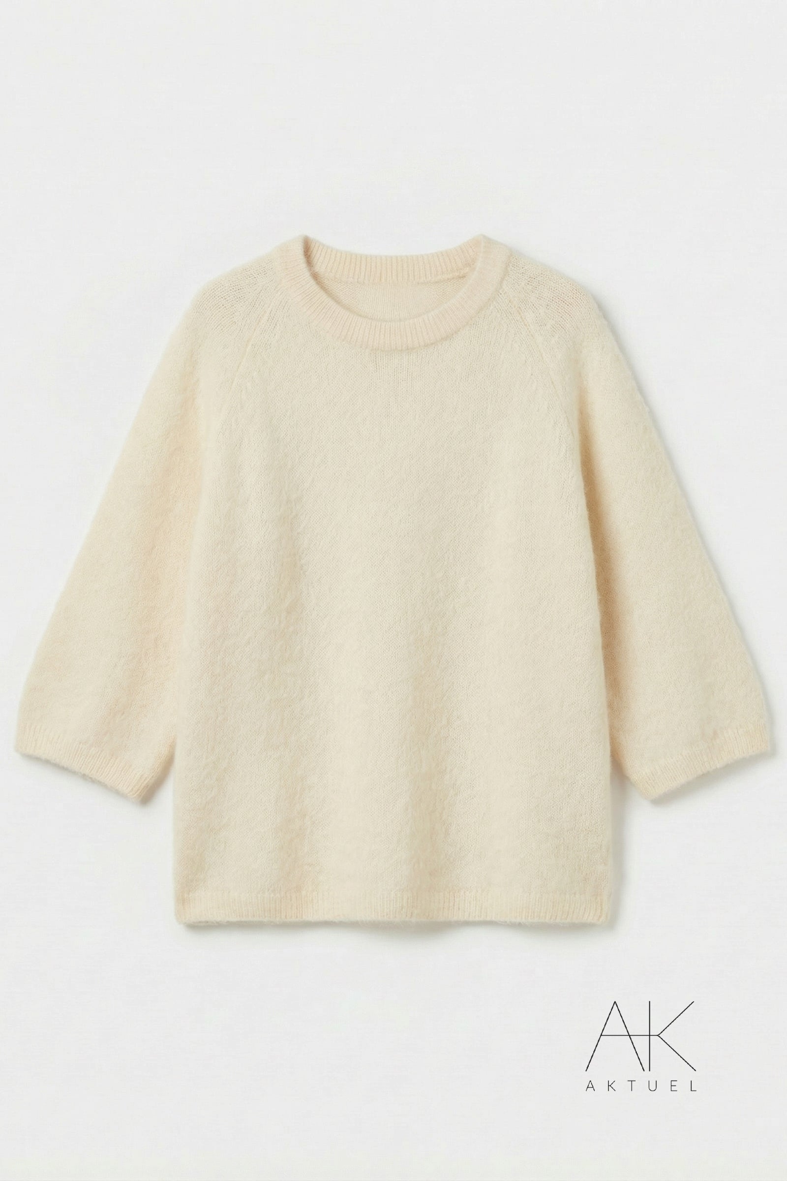 Pull écru alpaga à manches courtes