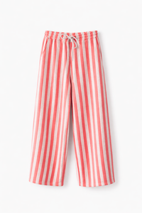 Pantalon rayé orange fluo & gris