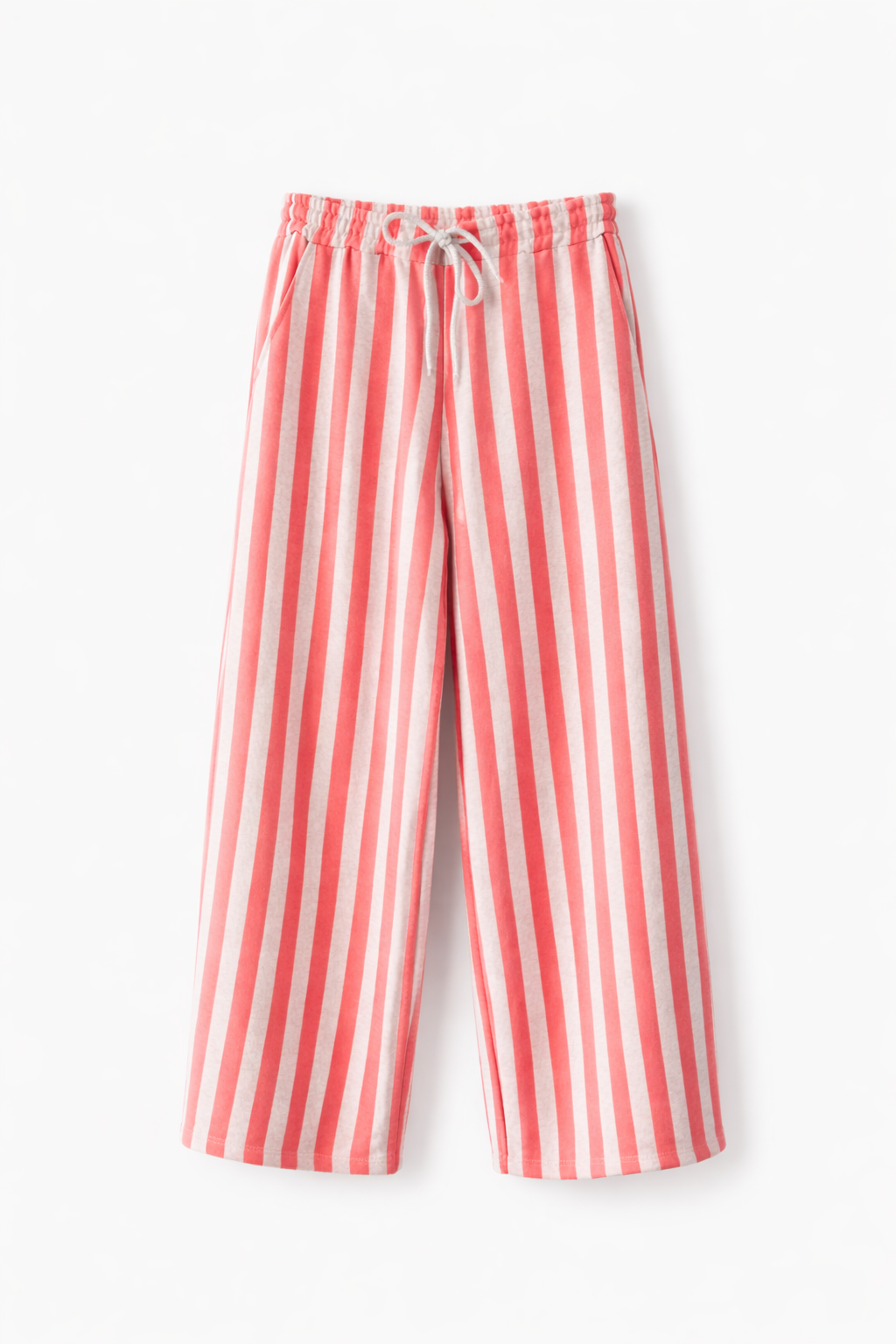 Pantalon rayé orange fluo & gris