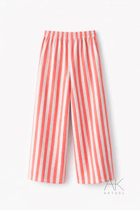 Pantalon rayé orange fluo & gris