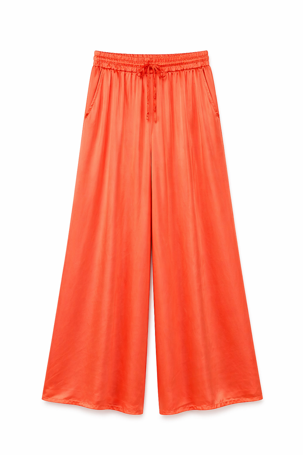 Pantalon fluide satiné corail