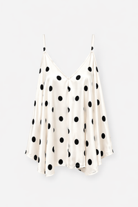 Top fluide à pois écru