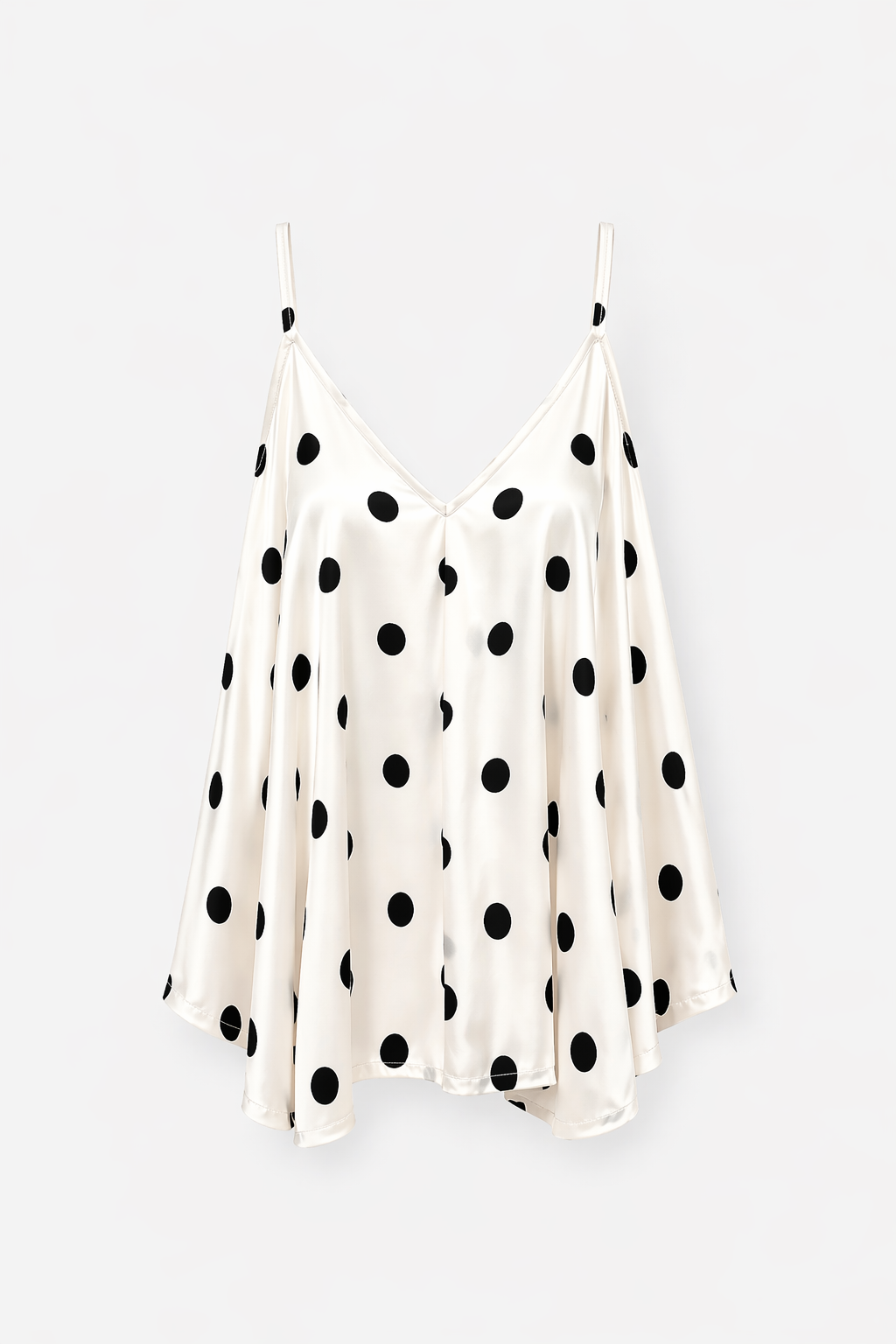 Top fluide à pois écru