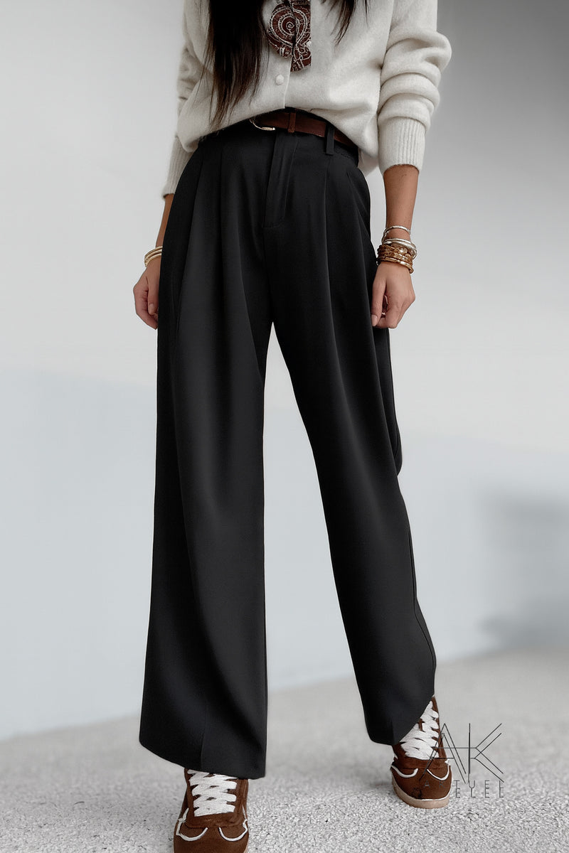 Pantalon noir à pinces fluide