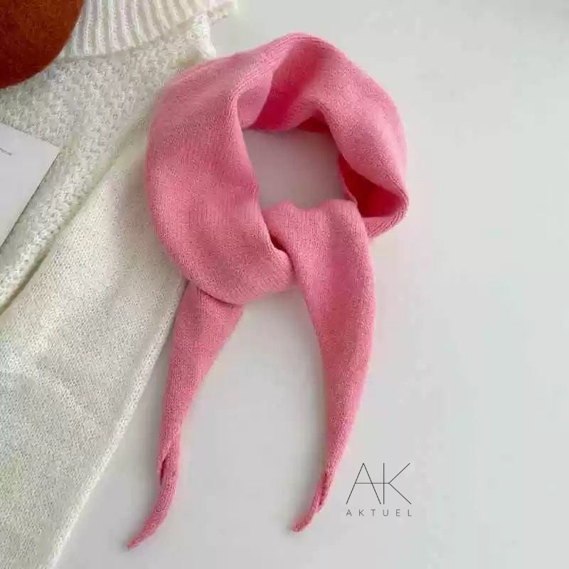 Foulard triangle maille douce rose