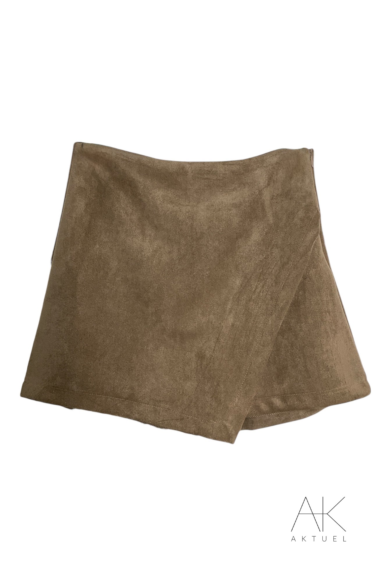 Jupe short suédine taupe