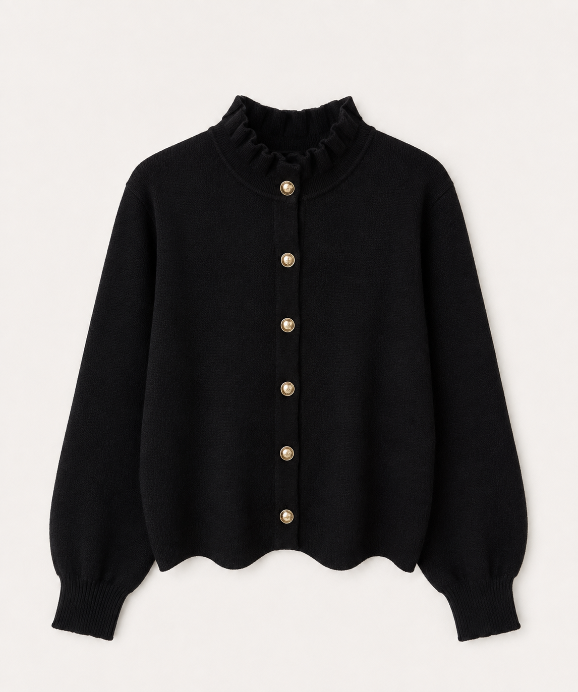 Gilet col volanté noir
