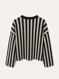 Pull rayé chocolat et taupe