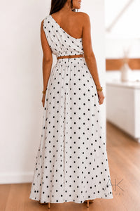 Ensemble asymétrique pois blanc et noir