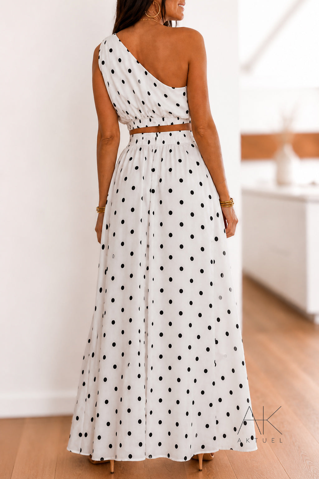 Ensemble asymétrique pois blanc et noir