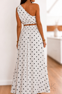 Ensemble asymétrique pois blanc et noir