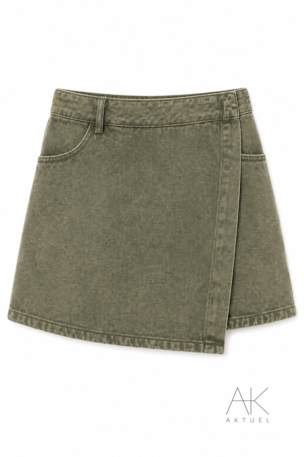 Short jupe portefeuille kaki
