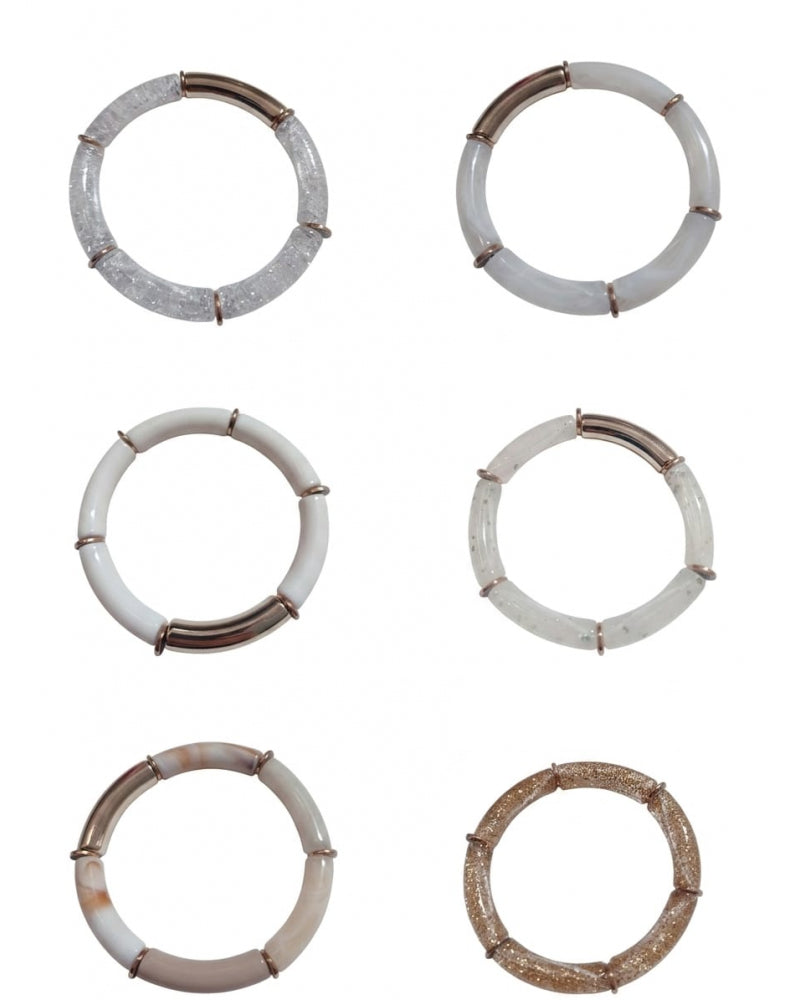 bracelet élastique en résine beige