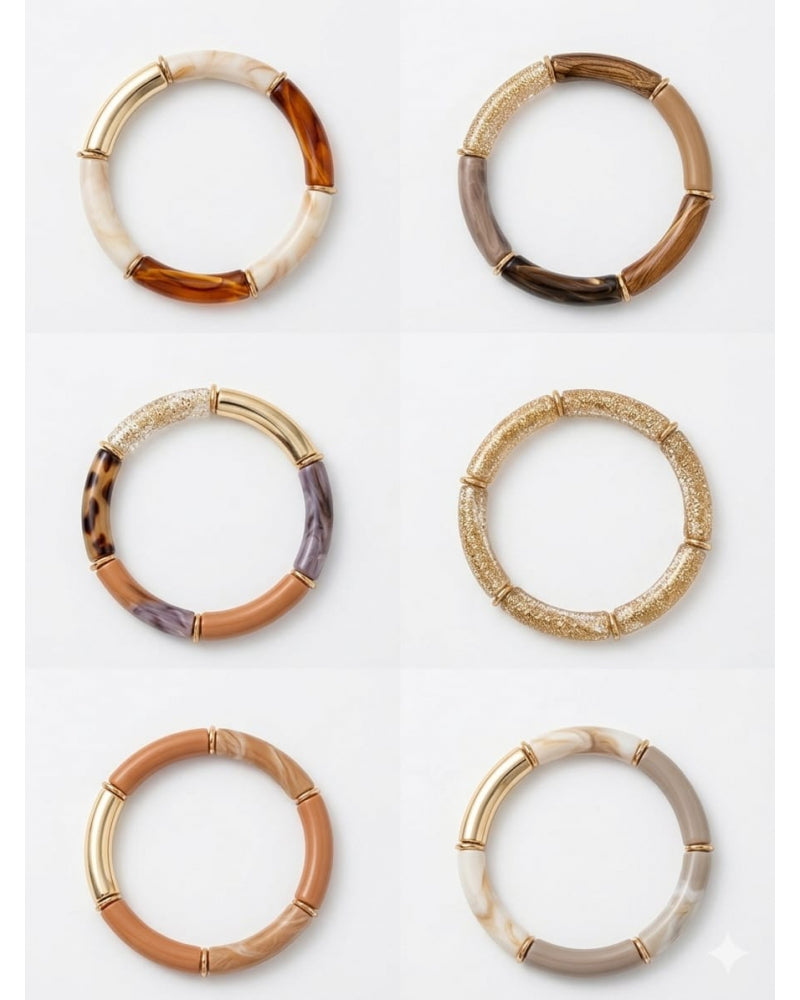 bracelet élastique en résine camel