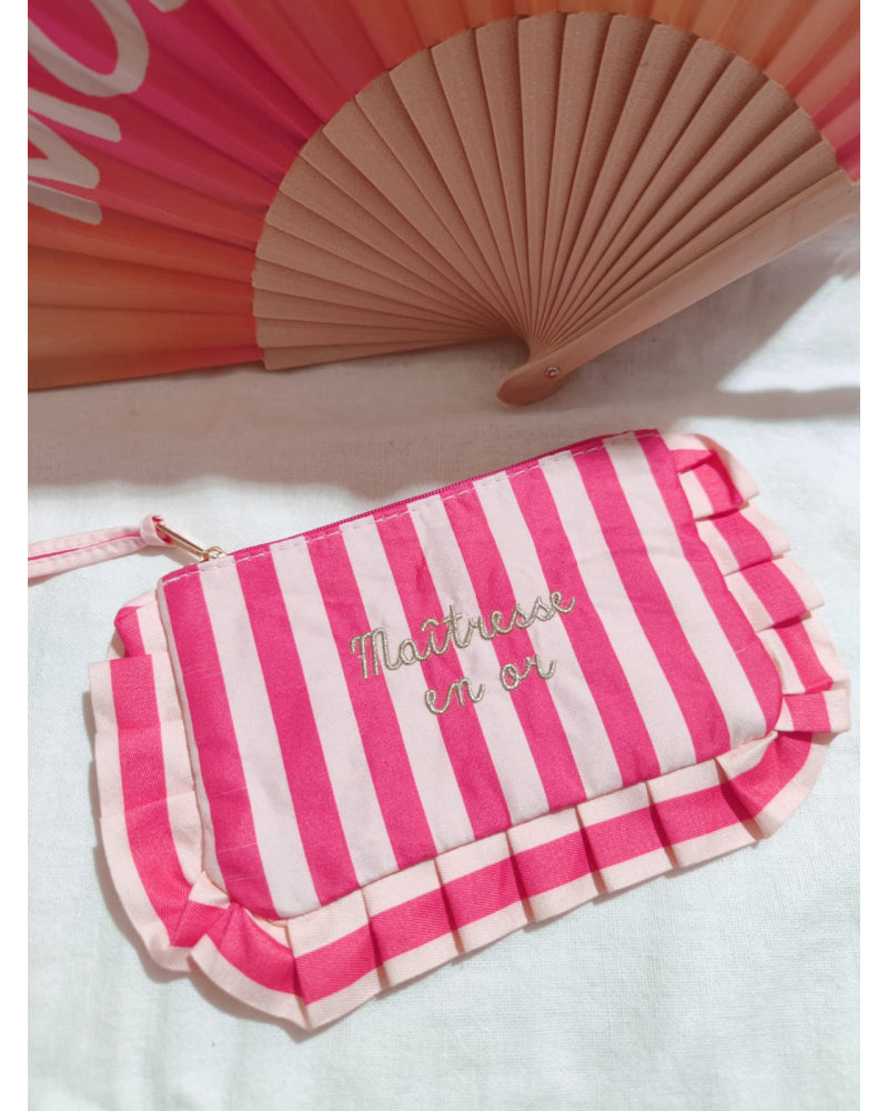 Pochette froufrou maîtresse en or rose