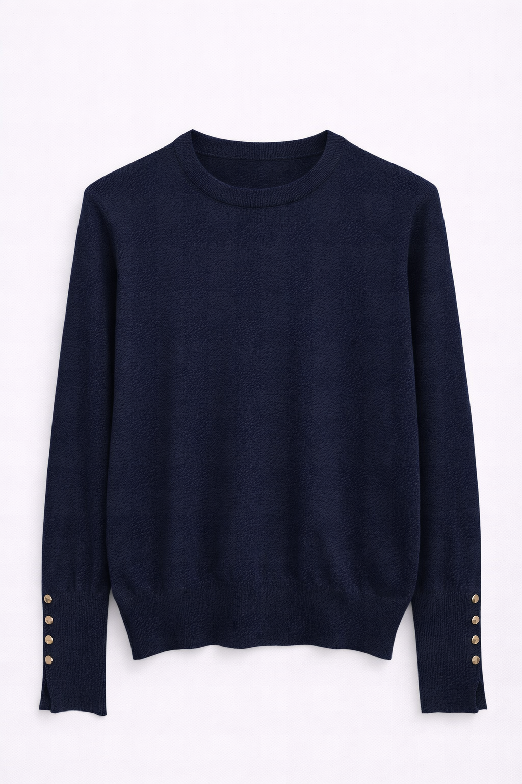 Pull fin col rond bleu marine