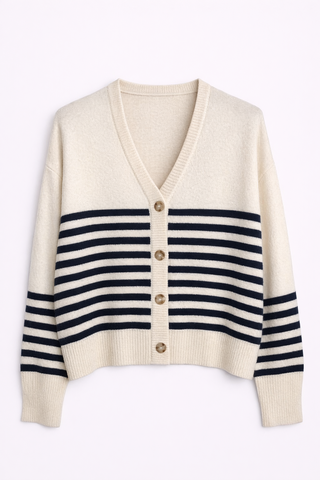 Gilet marinière à rayures marine et écru