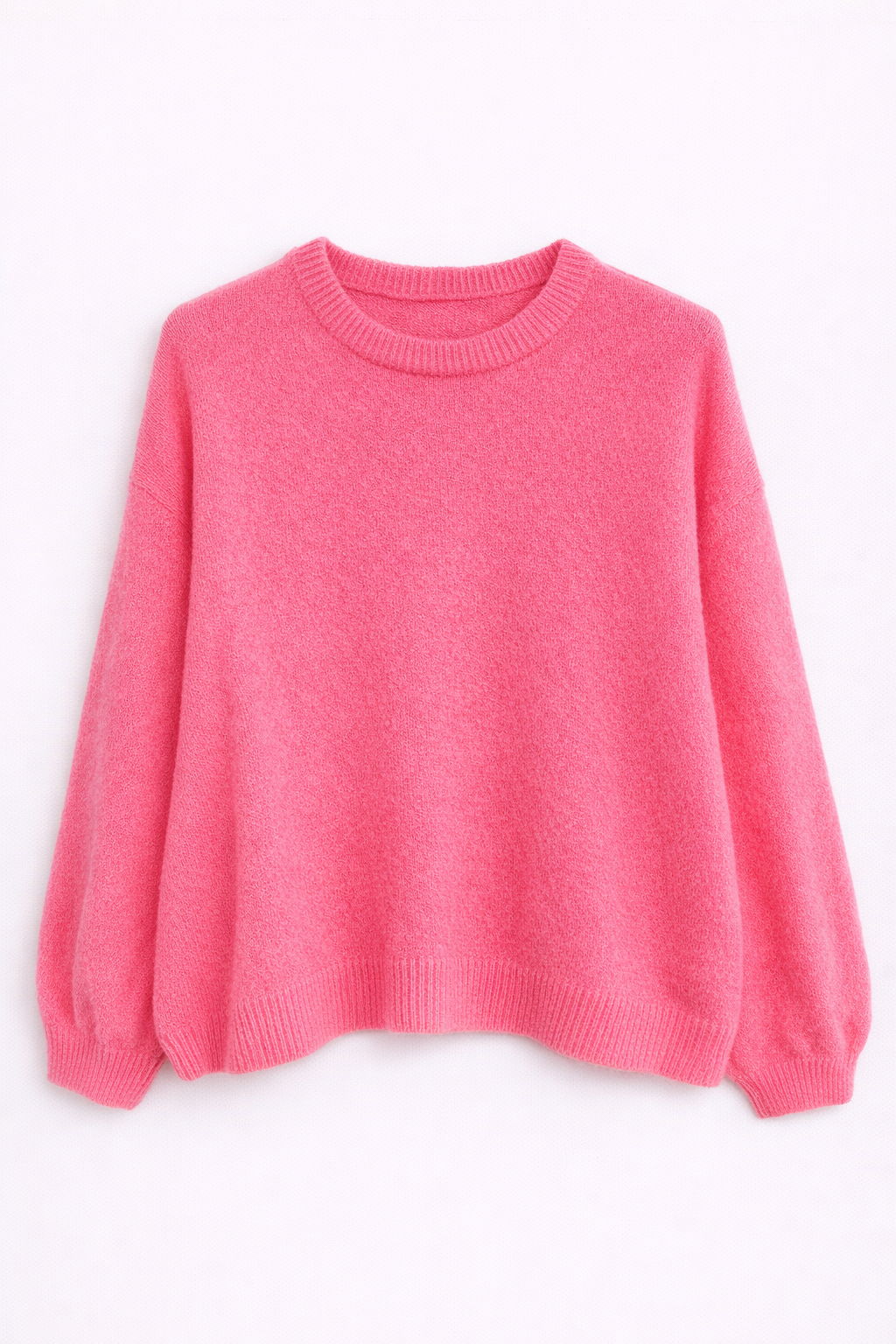 Pull en maille rose baby alpaga col rond