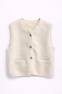 Gilet écru sans manches en sherpa