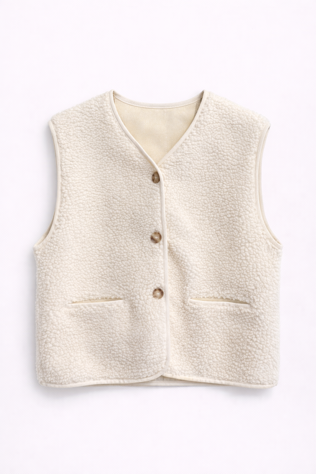 Gilet écru sans manches en sherpa