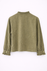 Veste en denim kaki à volants