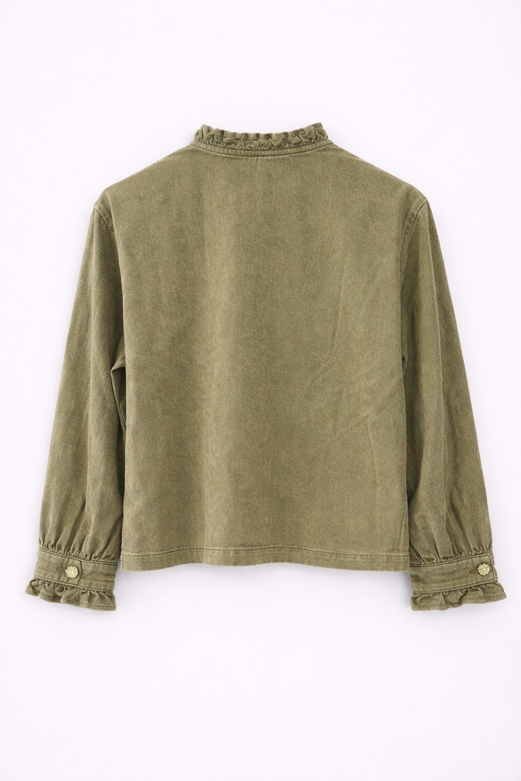 Veste en denim kaki à volants