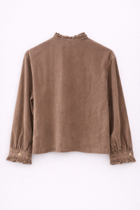 Veste en denim taupe à volants