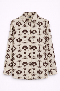 Chemise beige imprimée graphique