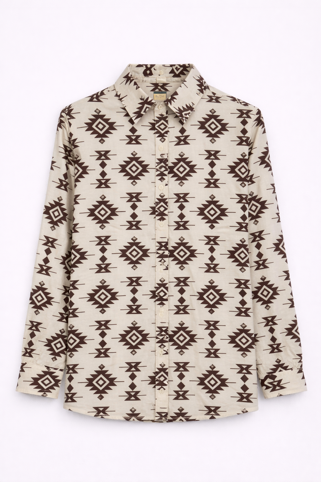 Chemise beige imprimée graphique