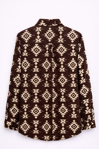 Chemise chocolat imprimée graphique