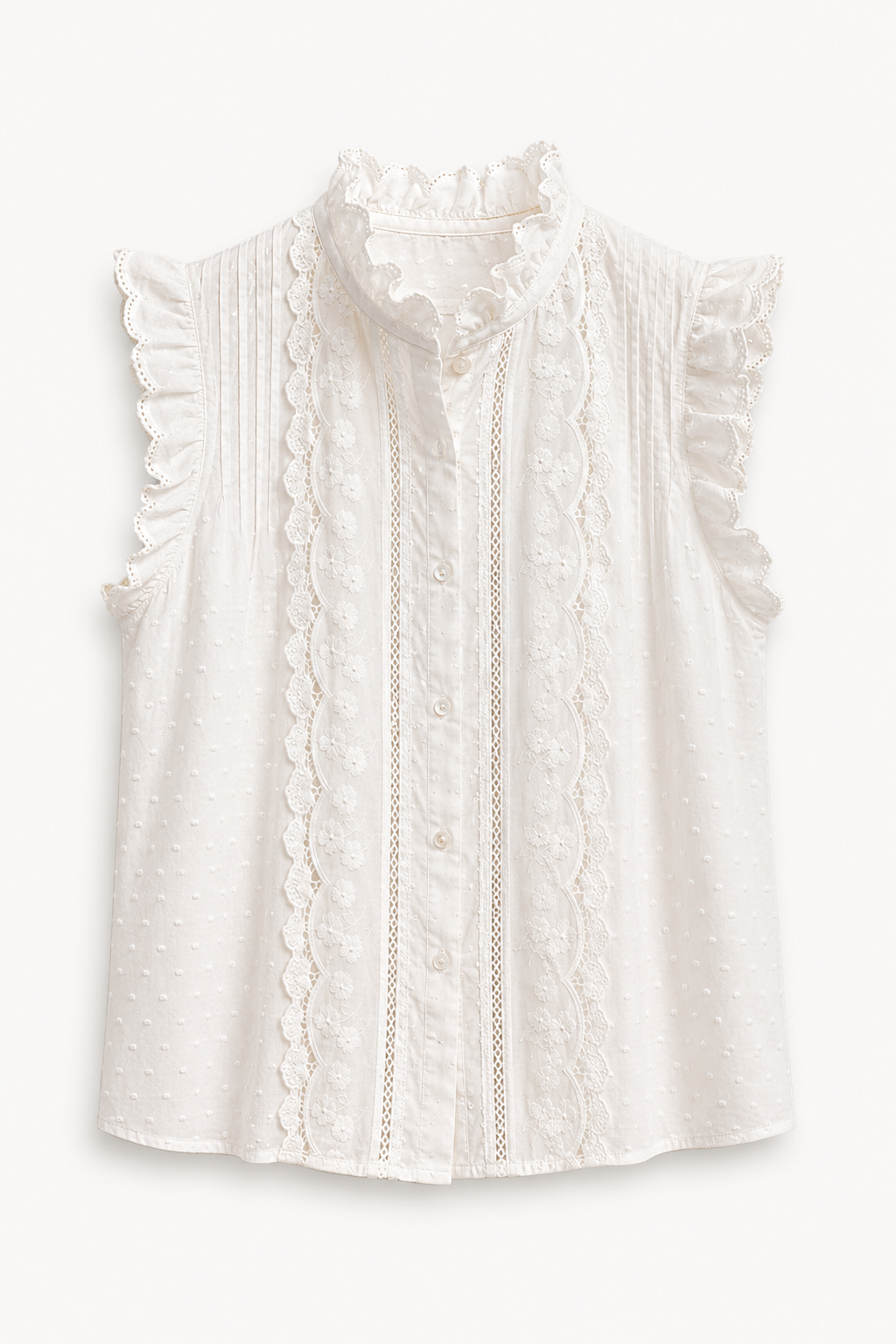 Blouse écrue romantique en dentelle et broderies