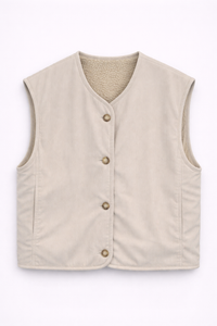 Veste réversible sans manches en velours & sherpa taupe