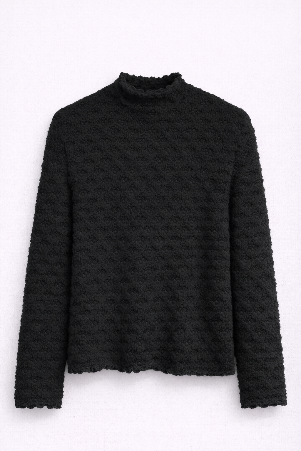 Pull col montant texturé noir