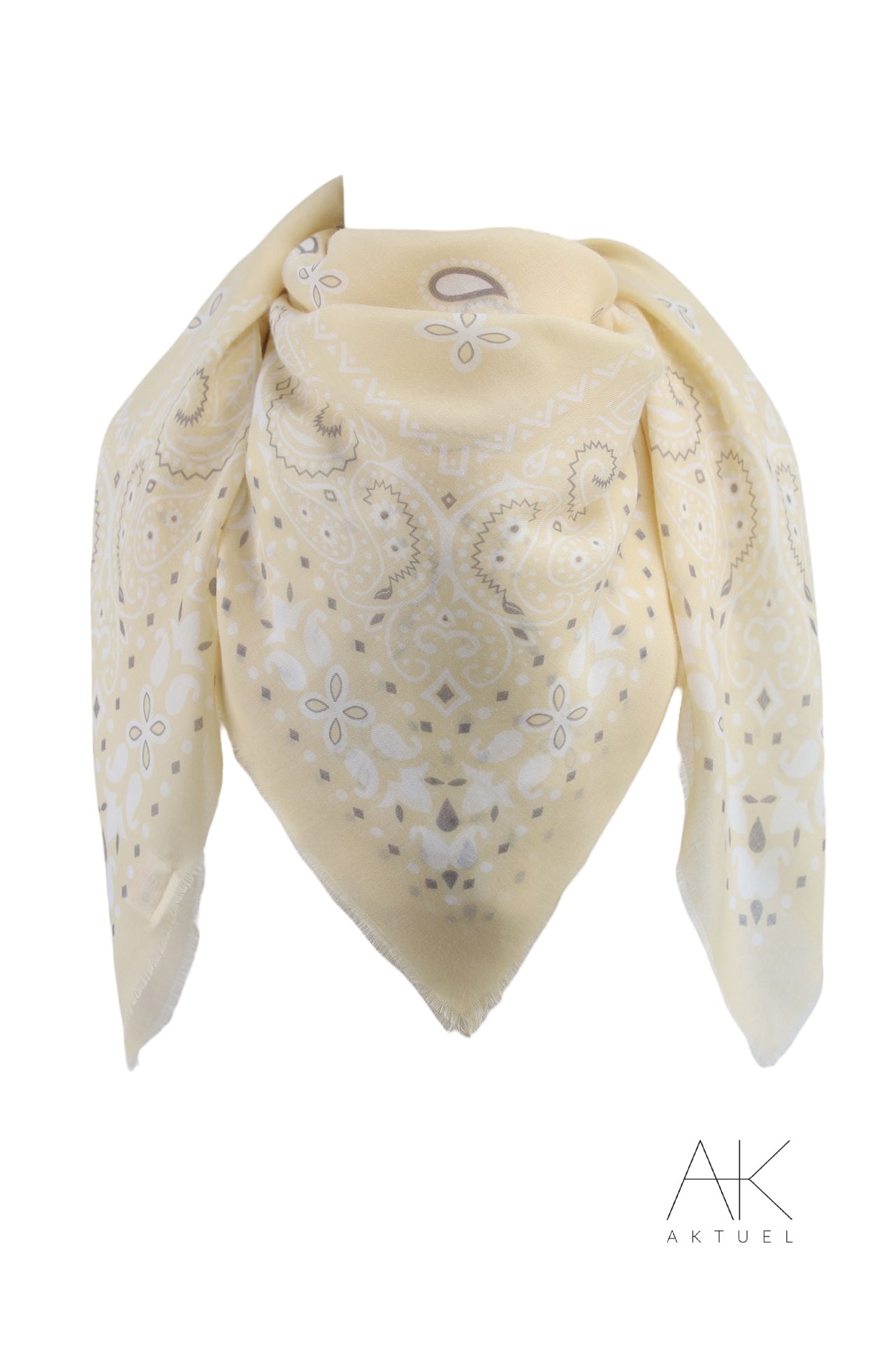 Foulard bandana jaune pastel à motifs