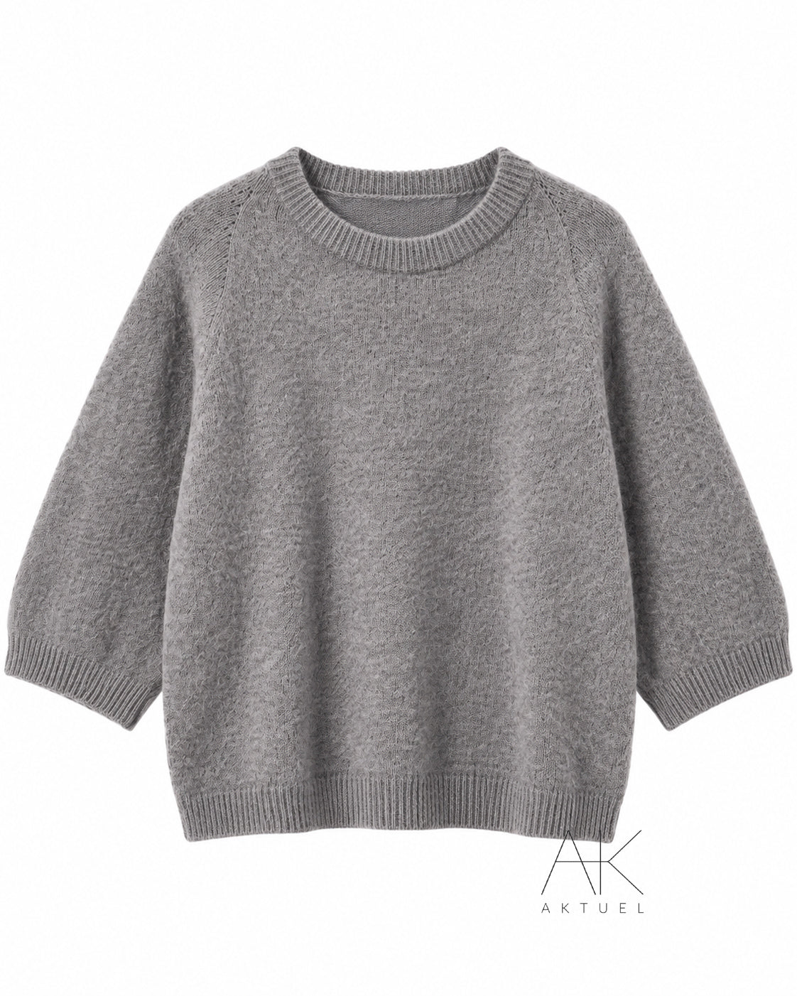 Pull alpaga gris manches 3/4