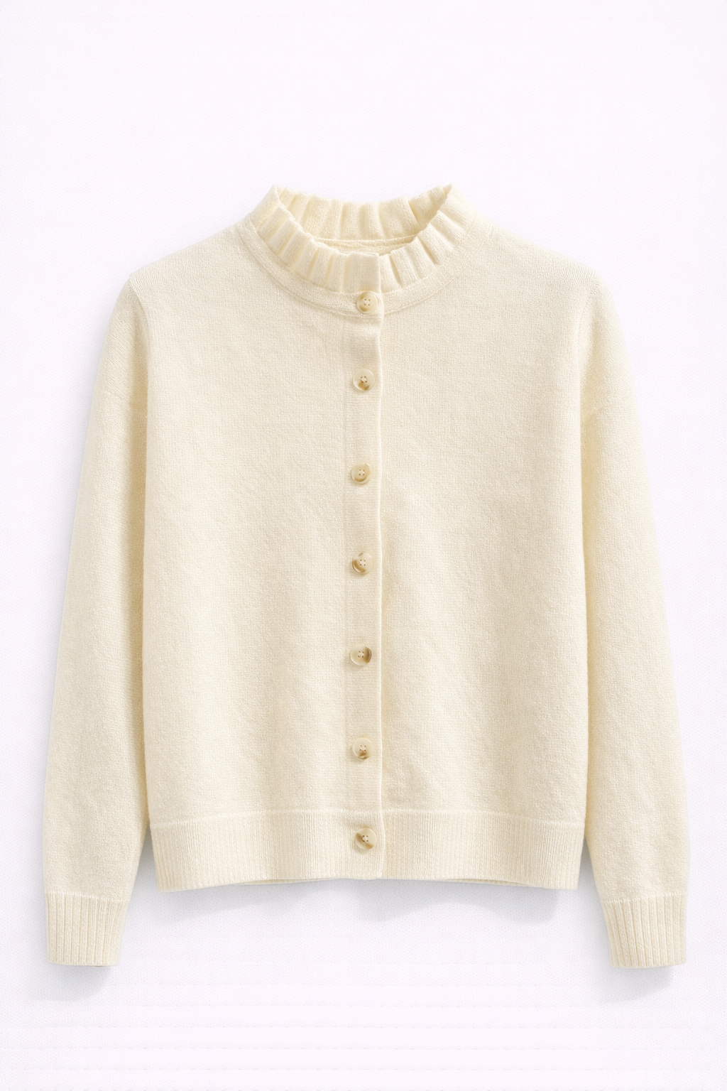 Gilet écru boutonné à col montant