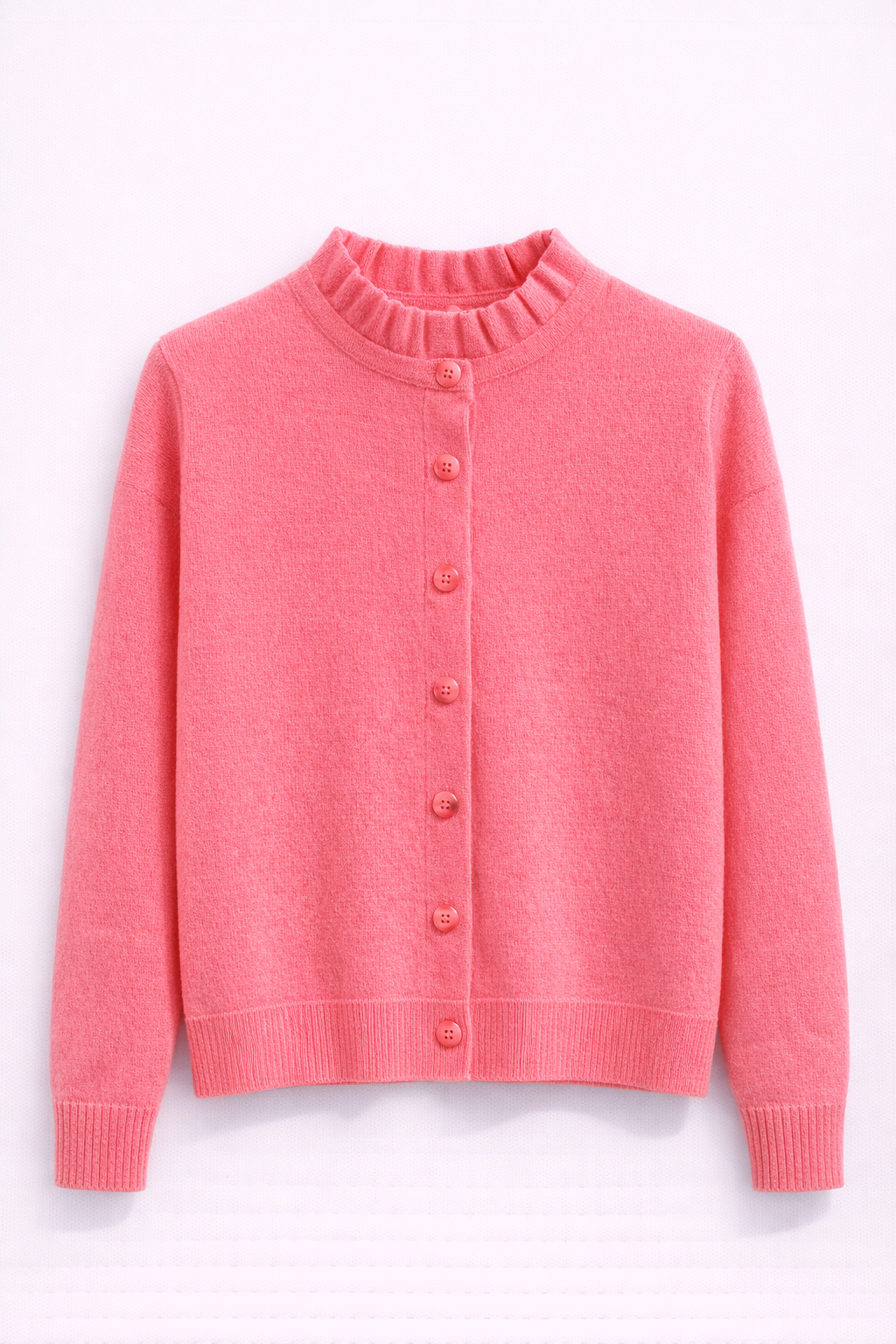 Gilet rose boutonné à col montant