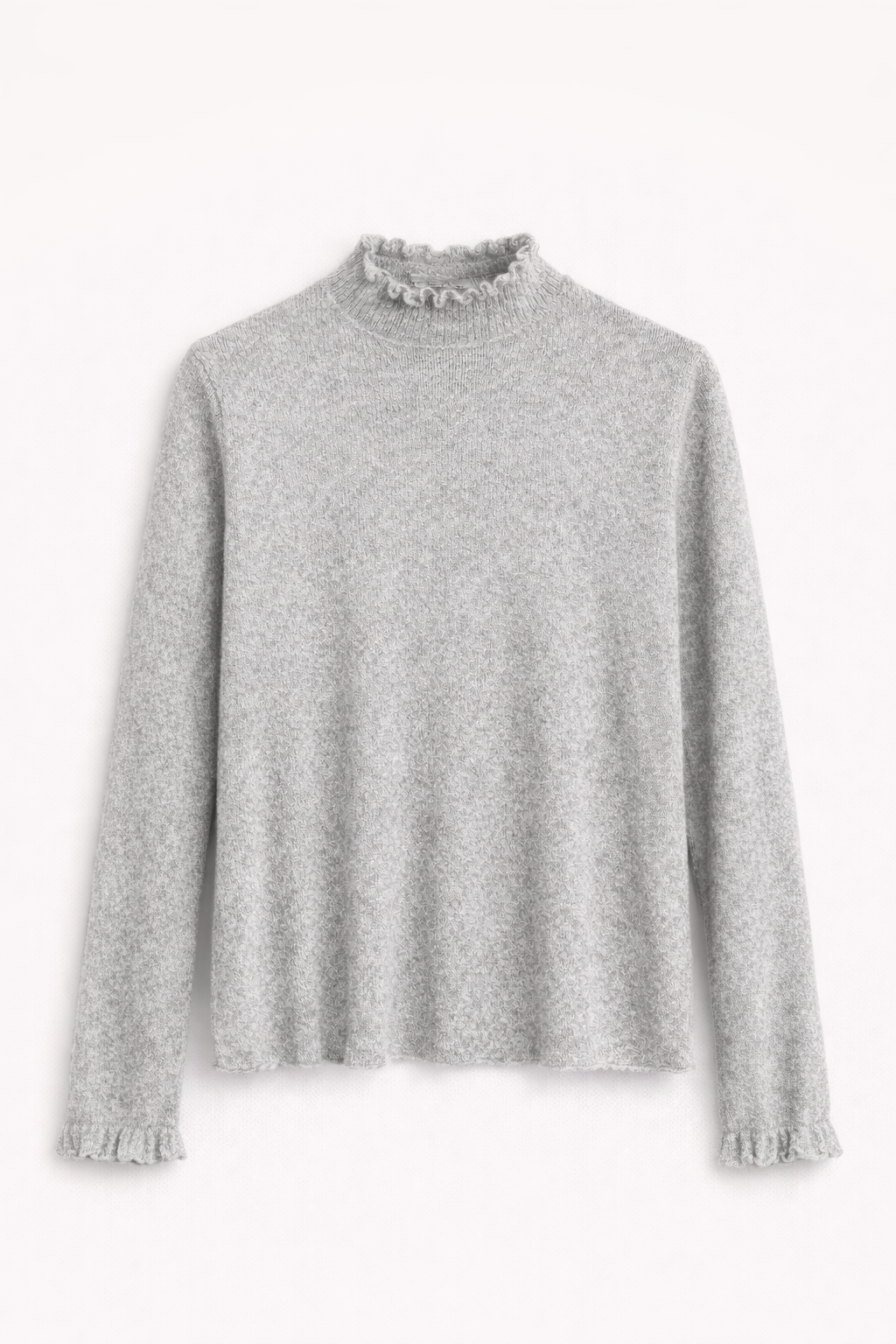 Pull fin gris col froncé
