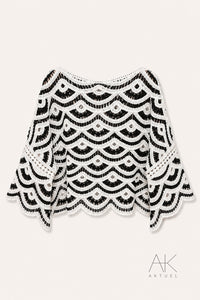 Pull crochet bohème noir