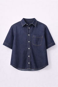 Chemise en jean brut manches courtes