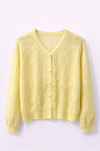 Gilet ajouré jaune pastel