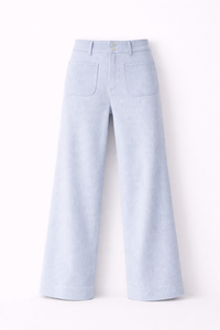 Jean flare à poches plaquées rayée blanc et bleu - Oraije