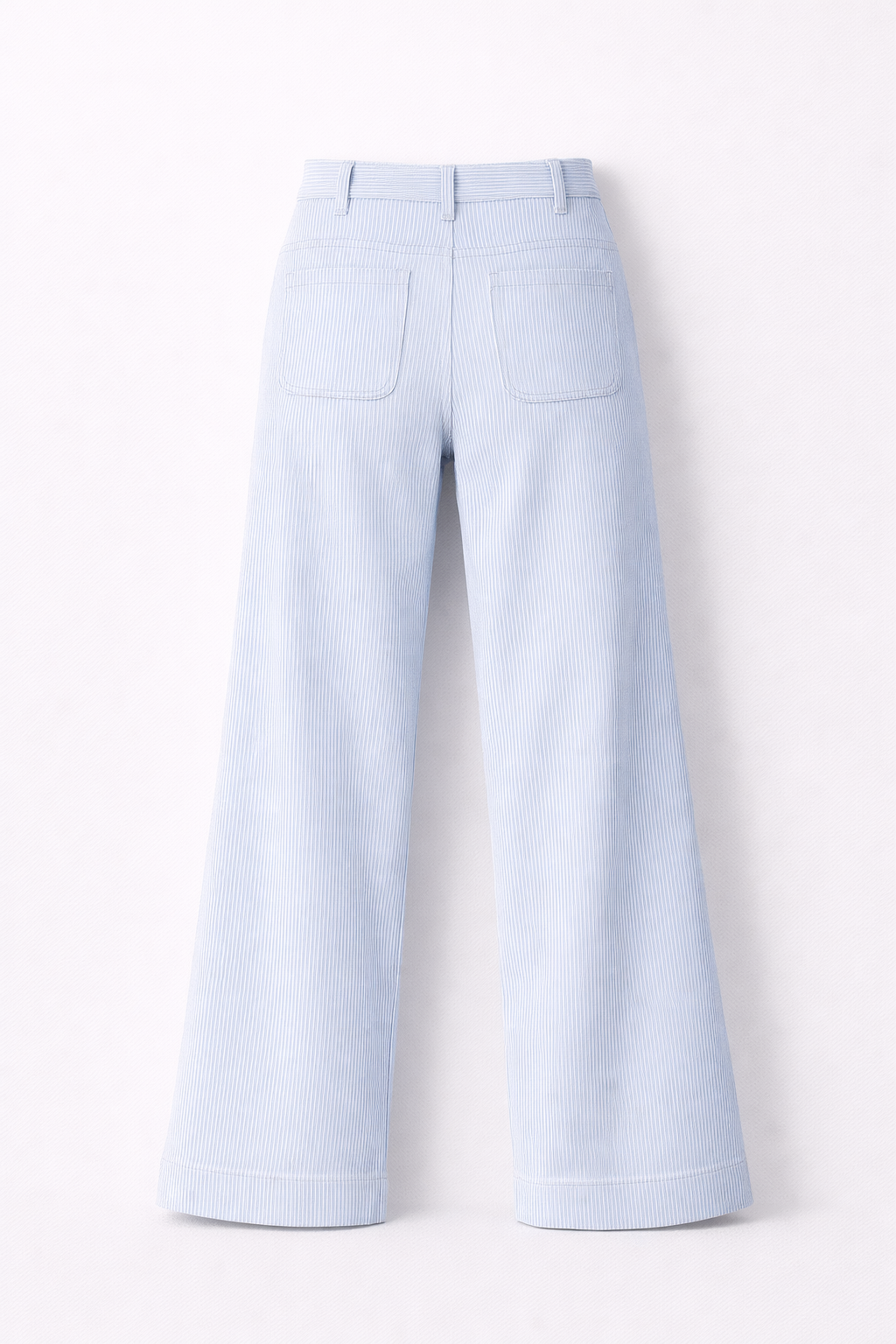 Jean flare à poches plaquées rayée blanc et bleu - Oraije