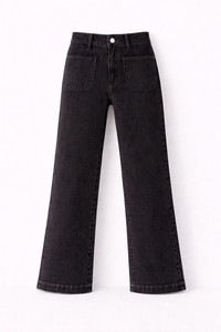 Jean flare à poches plaquées noir anthracite - Oraije
