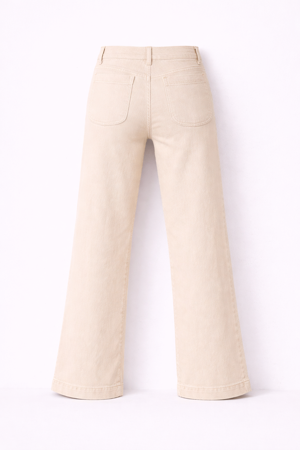 Jean flare à poches plaquées beige - Oraije