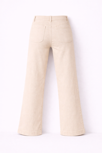 Jean flare à poches plaquées beige - Oraije
