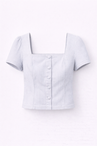 Top rayé denim col carré - Oraije