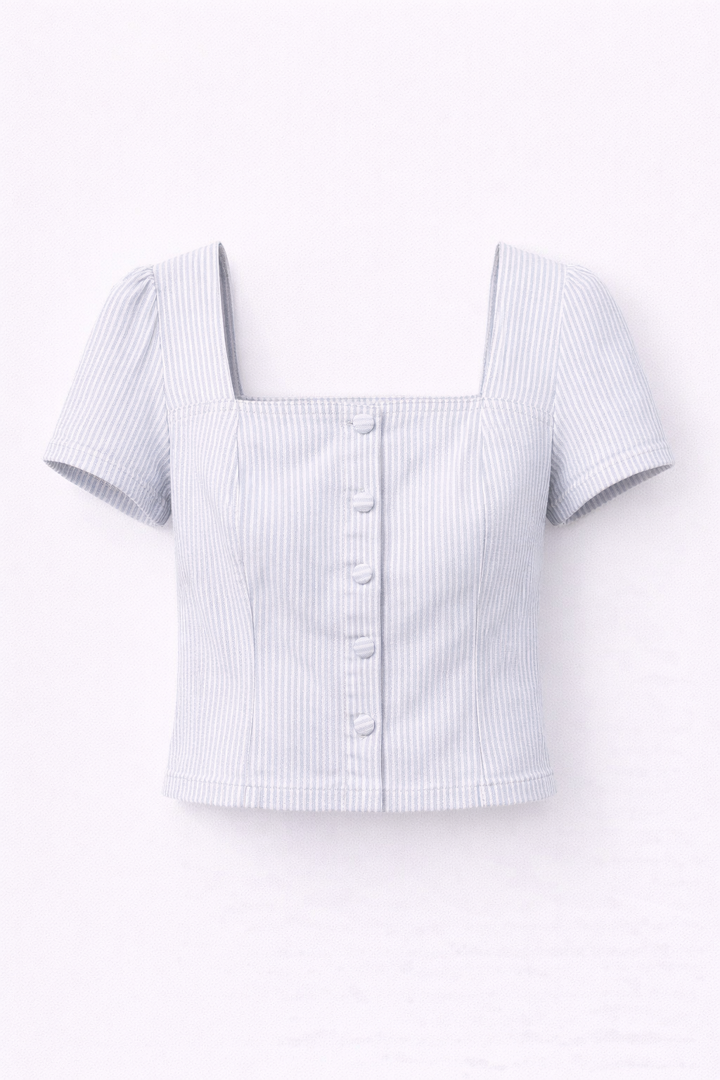 Top rayé denim col carré - Oraije