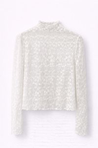 Top en dentelle écrue manches longues