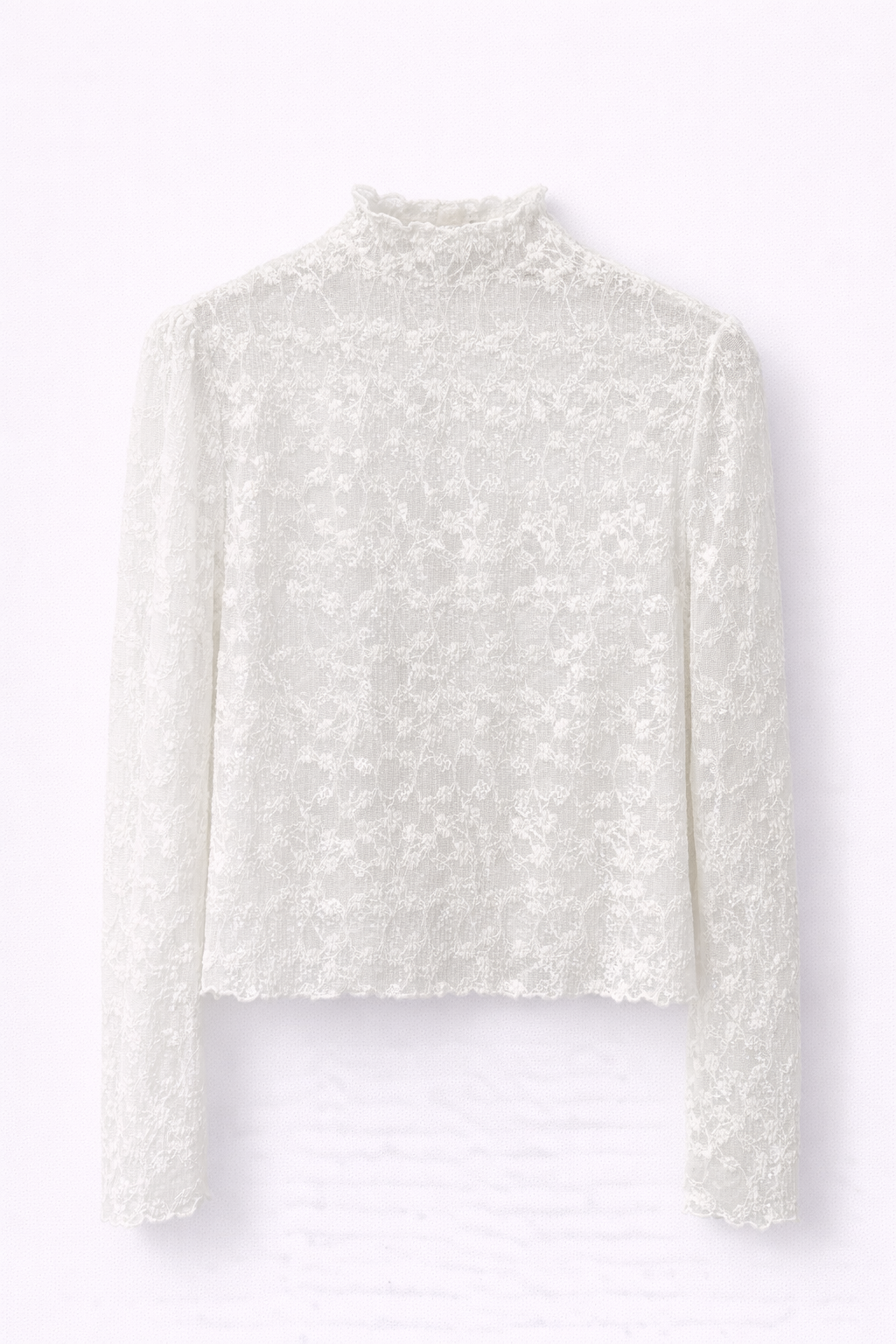 Top en dentelle écrue manches longues